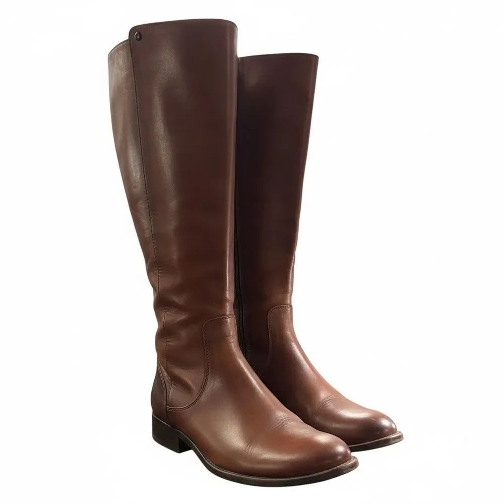 Frye Melissa Stud Back Zipper Brown Riding Boots